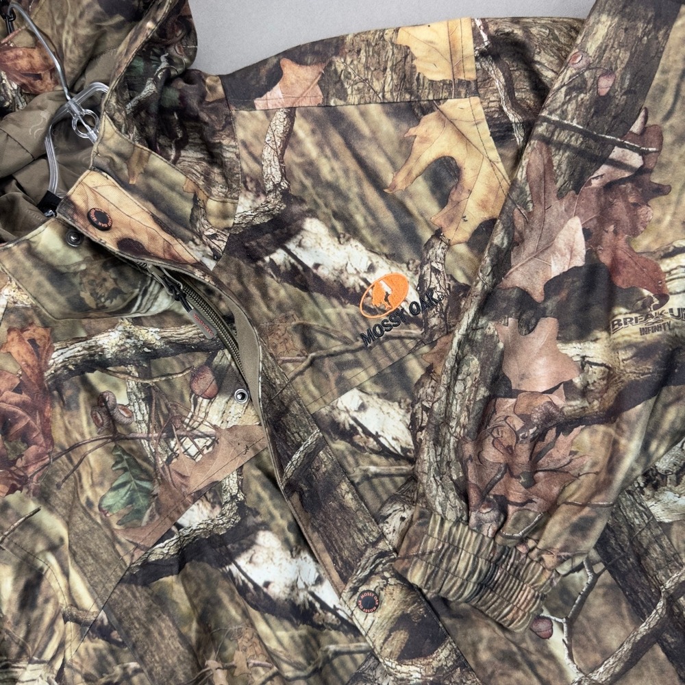 Mossy Oak Hunting Jacket Mens M Camo Excellent Break-Up Infinity Hooded Outdoor